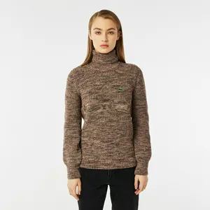 Свитер шерстяной Lacoste с высоким воротом, коричневый, арт. AF2418