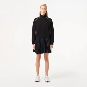 Женское плиссированное платье-толстовка Lacoste на молнии, черный, арт. EF2516