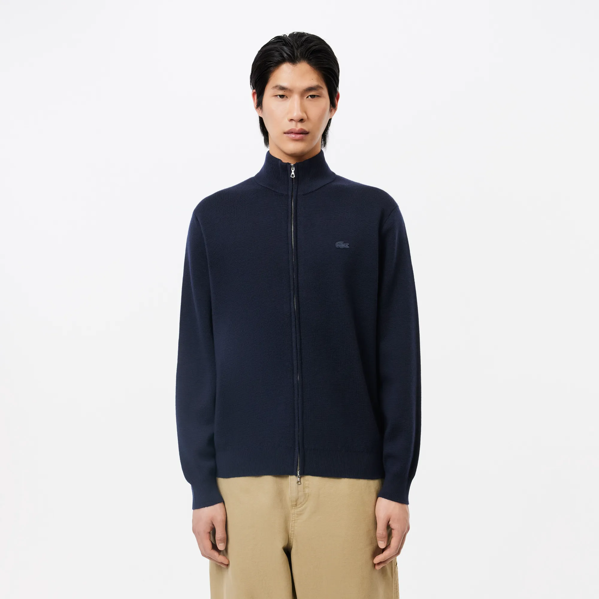 Мужской шерстяной свитер Lacoste на молнии, розовый, арт. ah1955