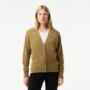 Женский шерстяной кардиган Lacoste с V-образным вырезом