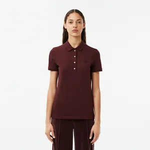 Женское поло Lacoste Slim Fit из эластичного хлопка, бордовый, арт. PF5462