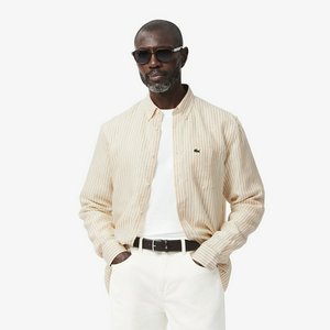 Мужская льняная рубашка Lacoste в полоску