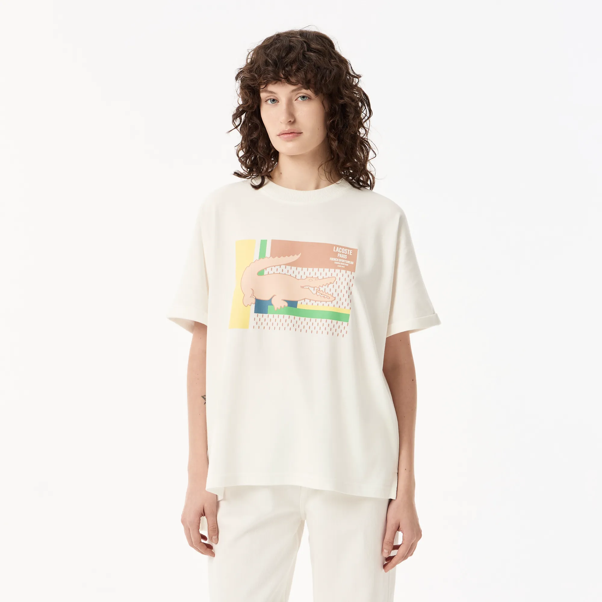 Женская футболка Lacoste из хлопка, белый, арт. tf0514