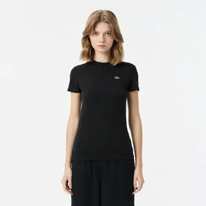 Женская хлопковая футболка Lacoste Relaxed Fit, черный, арт. TF7218