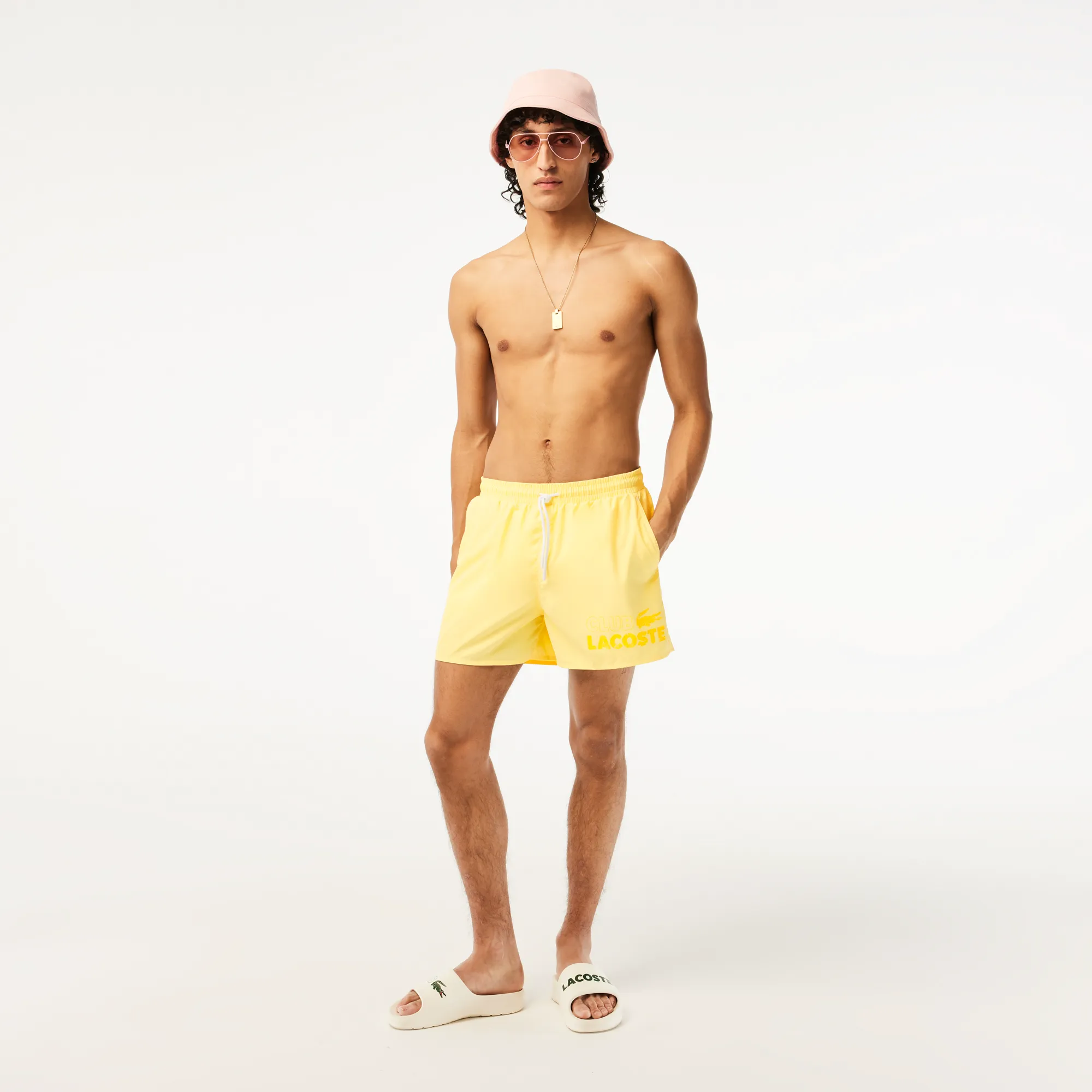 Мужские плавки Lacoste Quick Dry со встроенной подкладкой, желтый, арт. mh5637