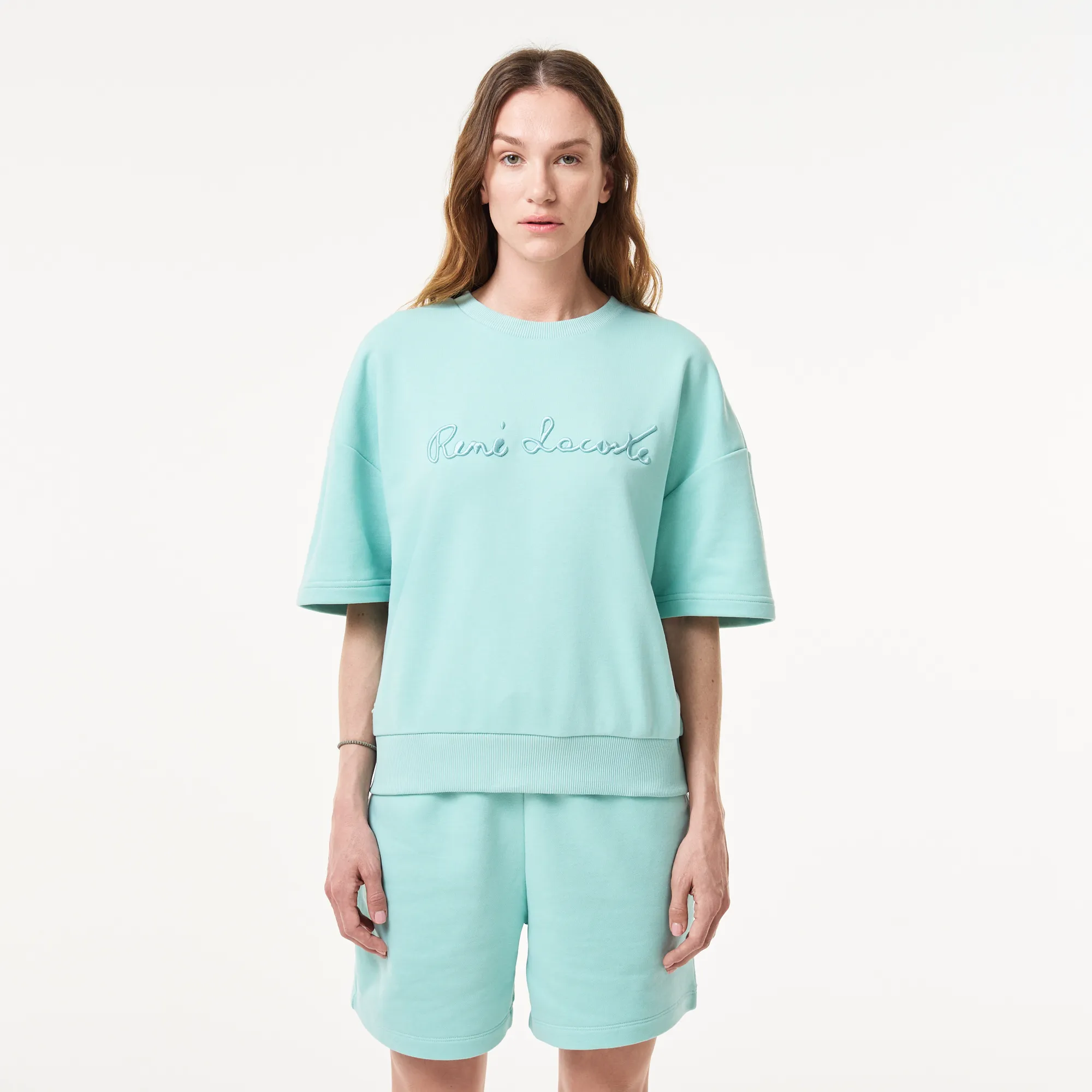 Женская толстовка Lacoste Loose Fit с коротким рукавом, зеленый, арт. sf0409