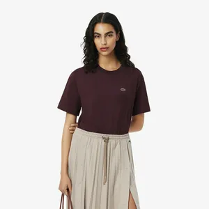 Женская футболка Lacoste Loose Fit из мягкого хлопка, бордовый, арт. TF7215