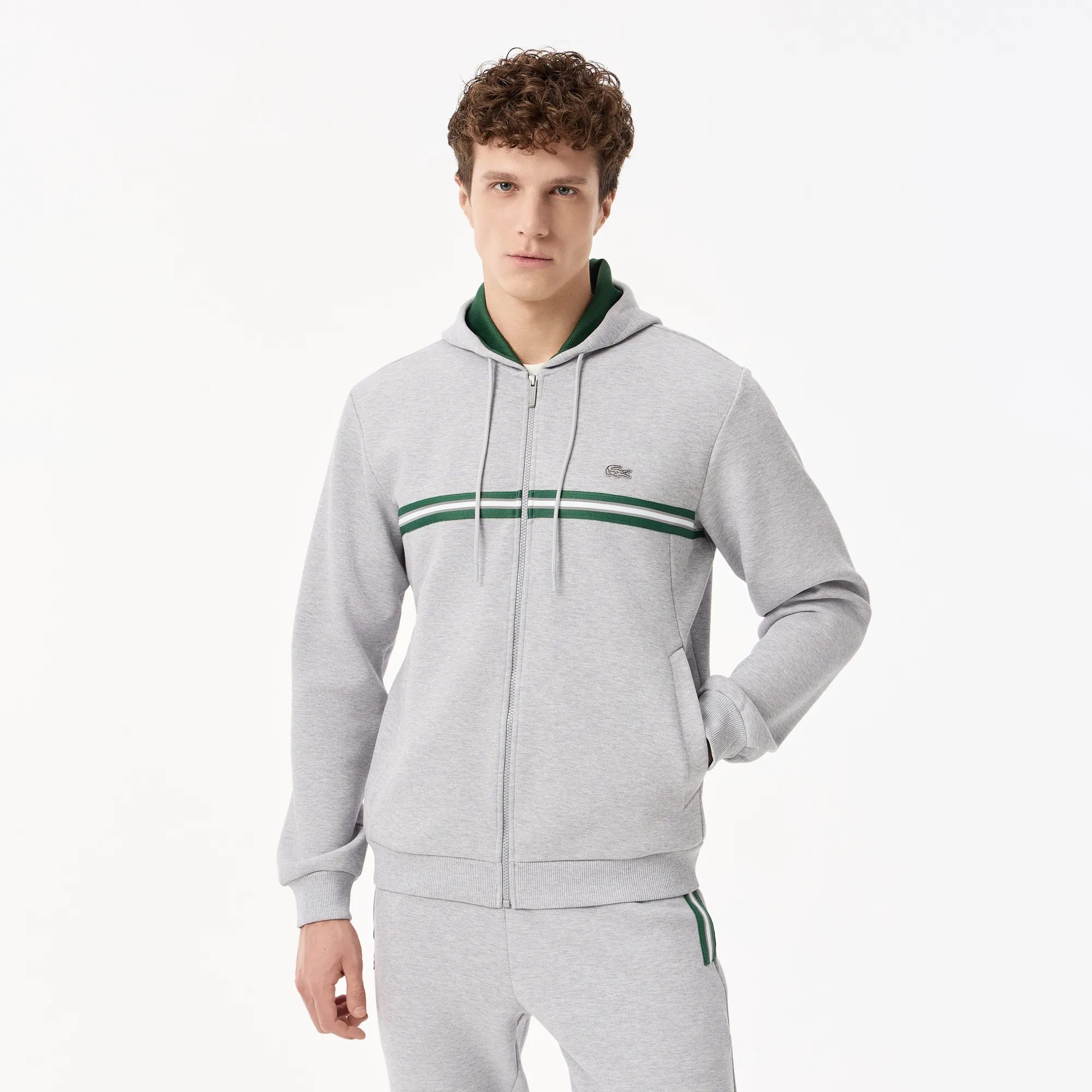 Мужская толстовка Lacoste из эластичного хлопка, серый, арт. sh0508