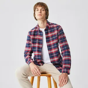 Мужская рубашка Lacoste Slim Fit Oxford в клетку, красный, арт. CH2315