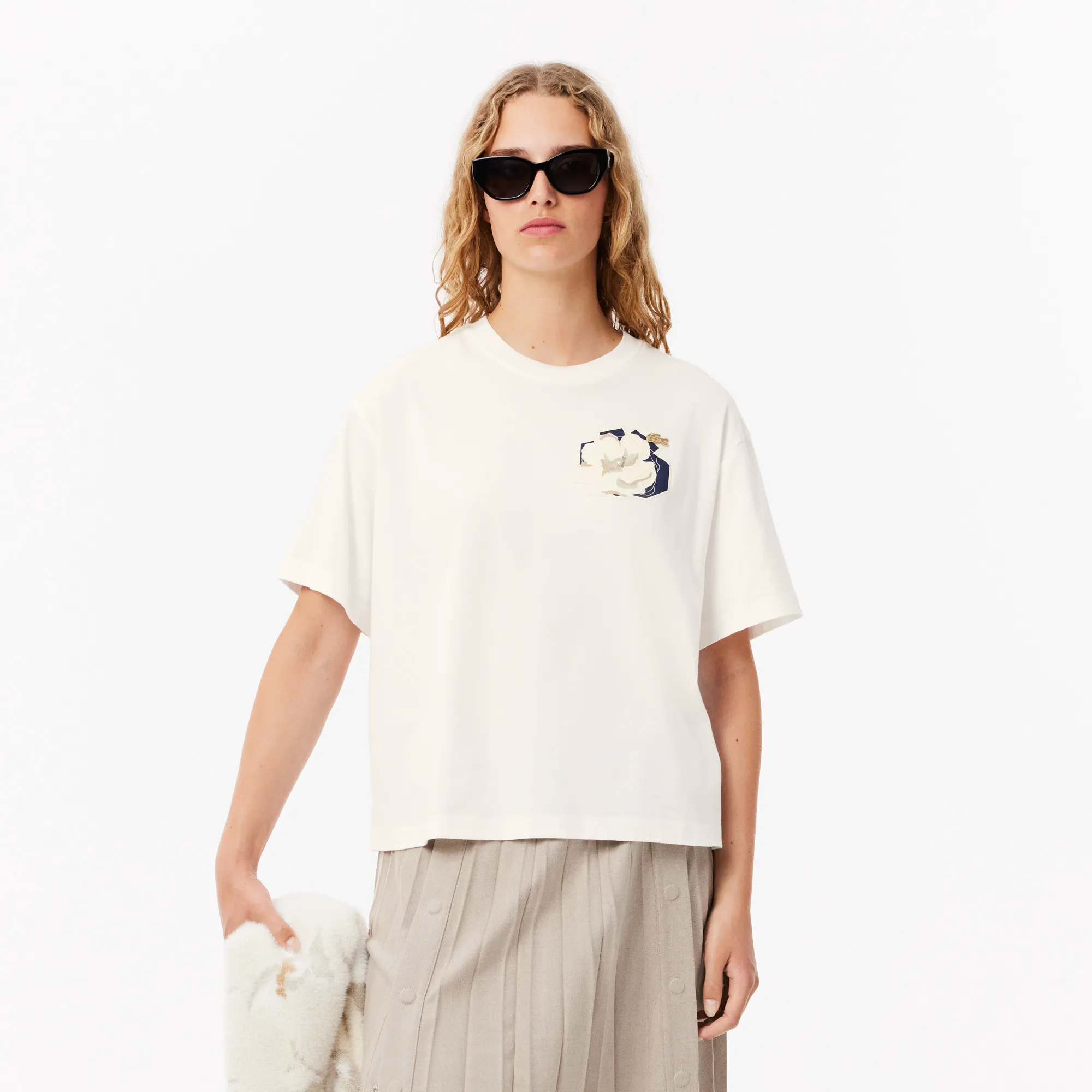 Женская хлопковая футболка Lacoste OVERSIZED, белый, арт. tf2667