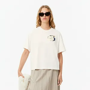 Женская хлопковая футболка Lacoste OVERSIZED, молочный, арт. TF2667