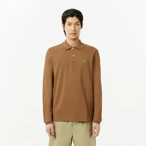 Мужское поло Lacoste Classic Fit с длинным рукавом, коричневый, арт. L1312