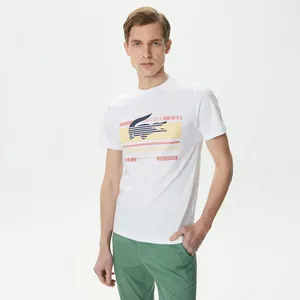 Мужская приталенная футболка Lacoste с круглым вырезом, белый, арт. TH0418