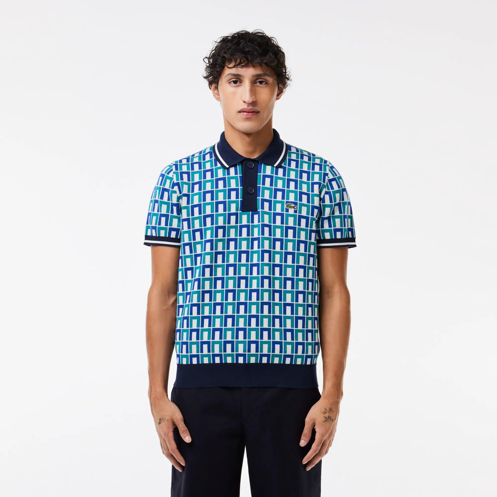 Мужское трикотажное поло Lacoste, разноцветный, арт. ah7672