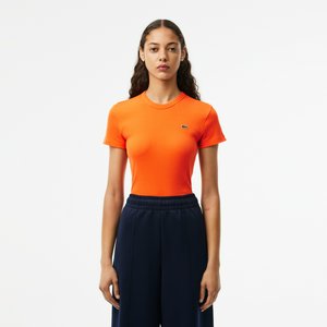 Женская футболка Lacoste Slim Fit из хлопка в рубчик