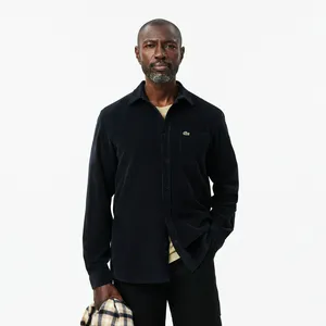 Мужская хлопковая велюровая рубашка Lacoste Regular Fit, черный, арт. CH3346