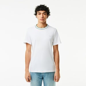 Мужская футболка Lacoste с воротником в полоску