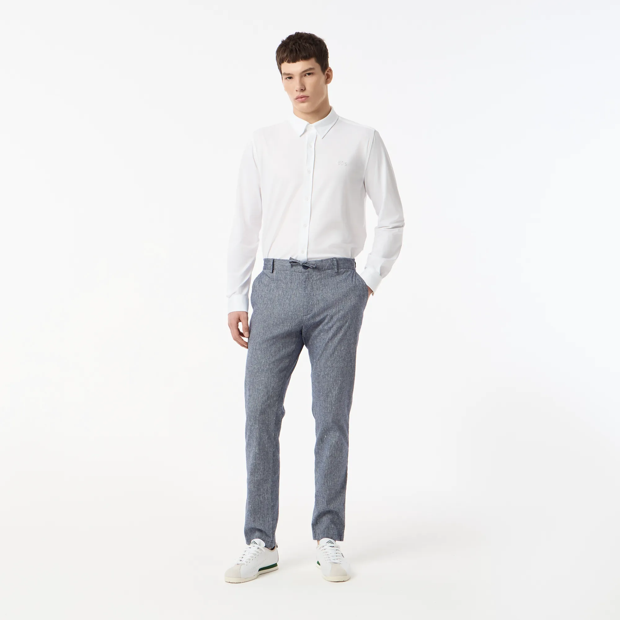 Мужские брюки Lacoste из льна и эластичного хлопка, синий, арт. hh0218