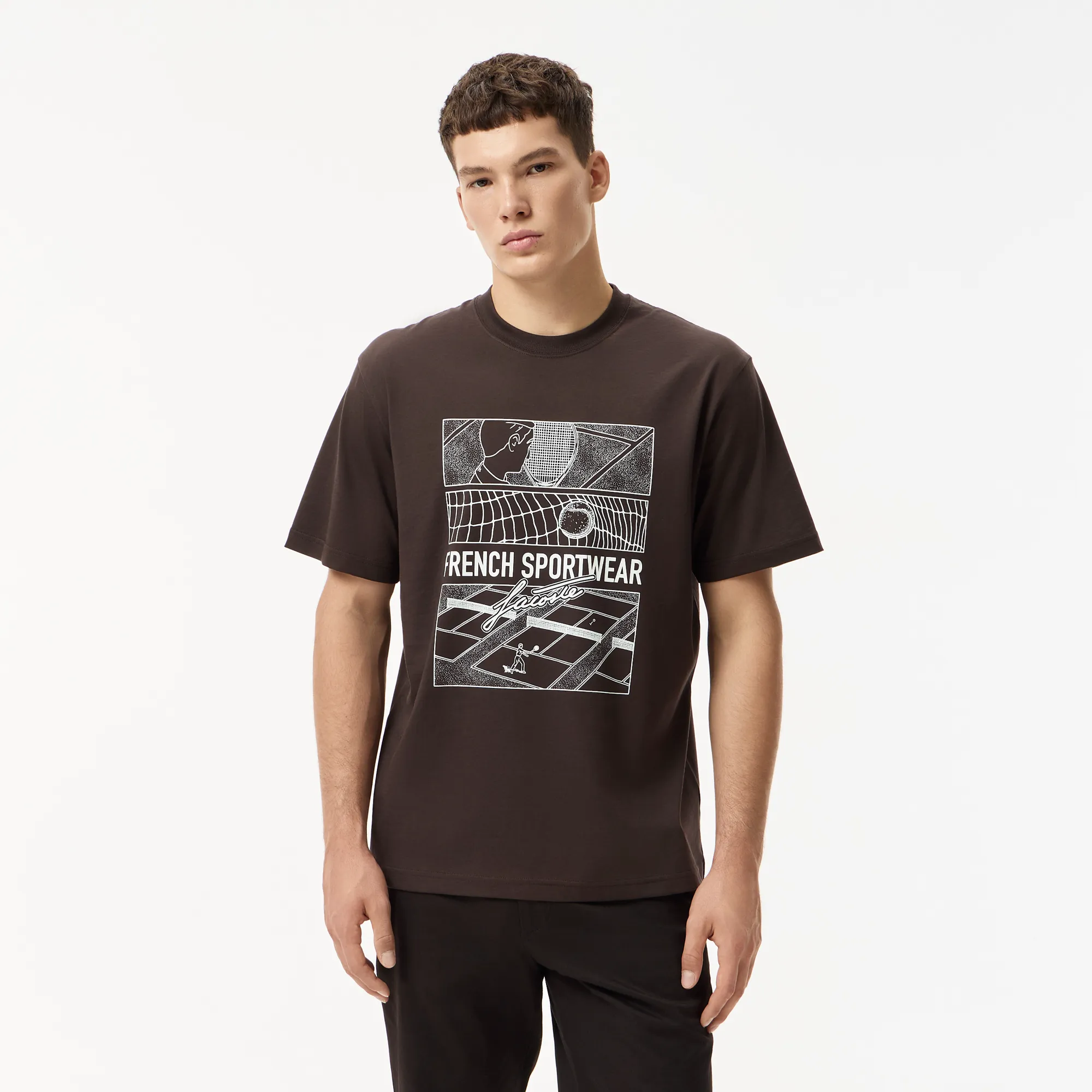 Мужская хлопковая футболка Lacoste, коричневый, арт. th7944