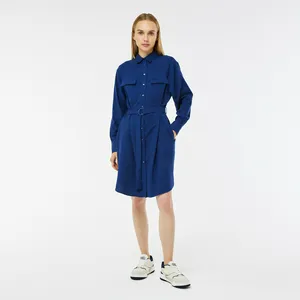 Платье Lacoste Regular Fit с длинными рукавами и поясом, синий, арт. EF2432