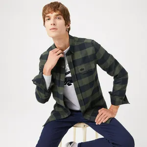 Мужская клетчатая рубашка Lacoste Slim Fit, зеленый, арт. CH2311
