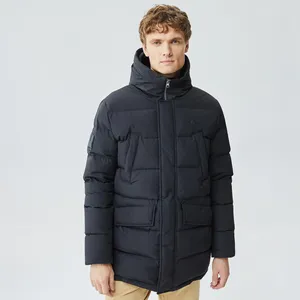 Мужская удлиненная куртка Lacoste с капюшоном, черный, арт. BH2308