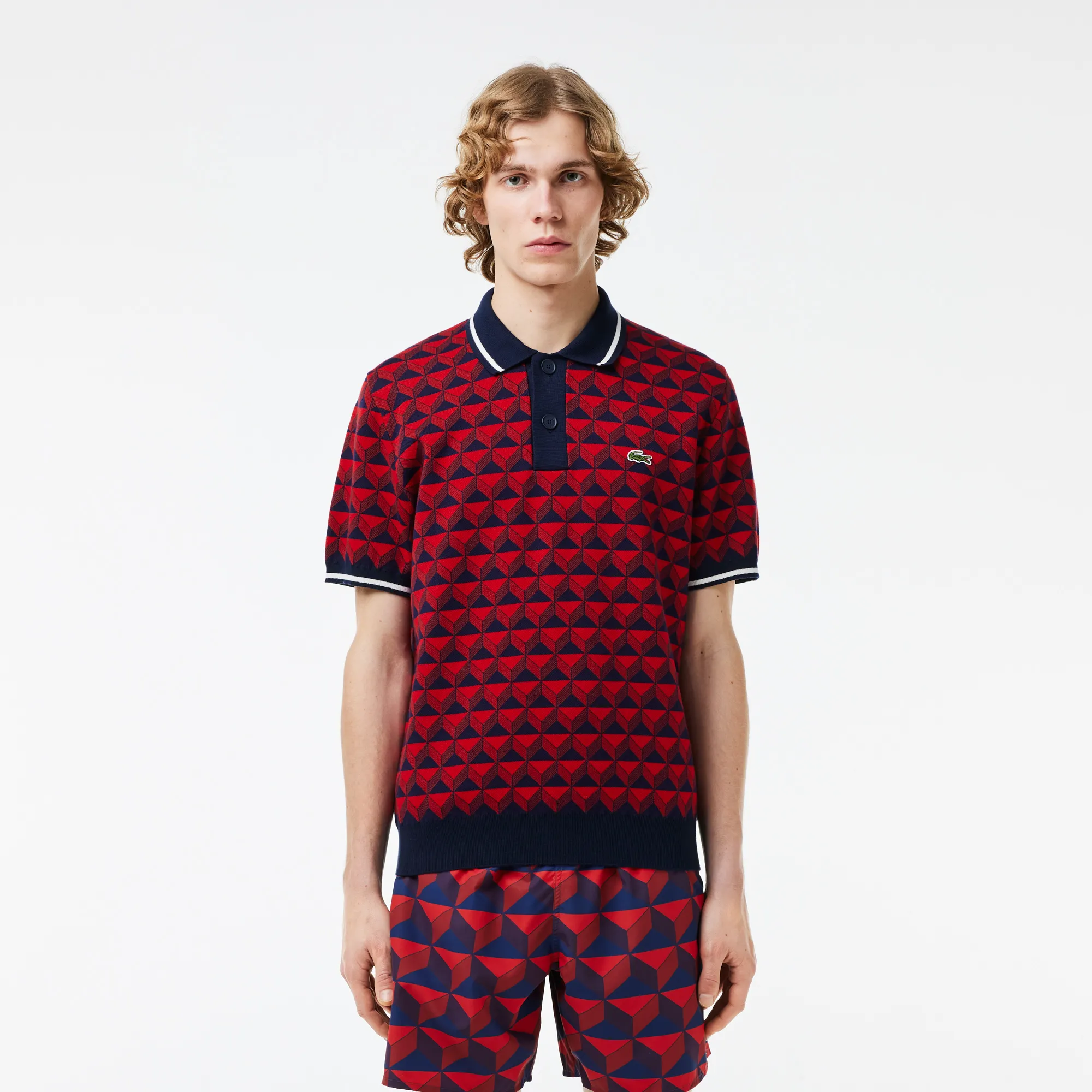 Мужское трикотажное поло Lacoste, разноцветный, арт. ah7672