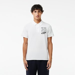Мужское поло Lacoste с контрастным принтом