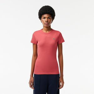 Женская футболка Lacoste Slim Fit из хлопка в рубчик, розовый, арт. tf5538