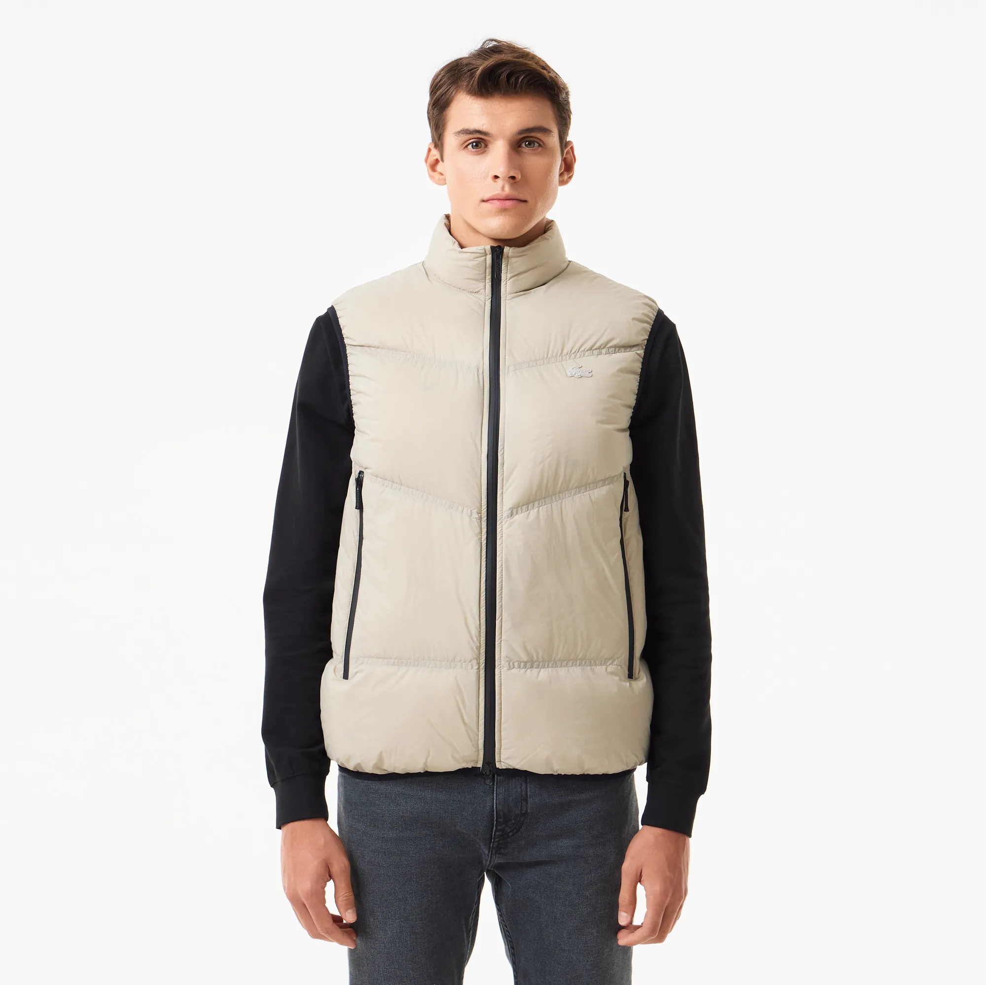 Мужской классический жилет Lacoste на молнии, бежевый, арт. bh2508