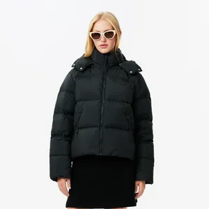 Женская короткая куртка Lacoste с капюшоном, черный, арт. bf3262