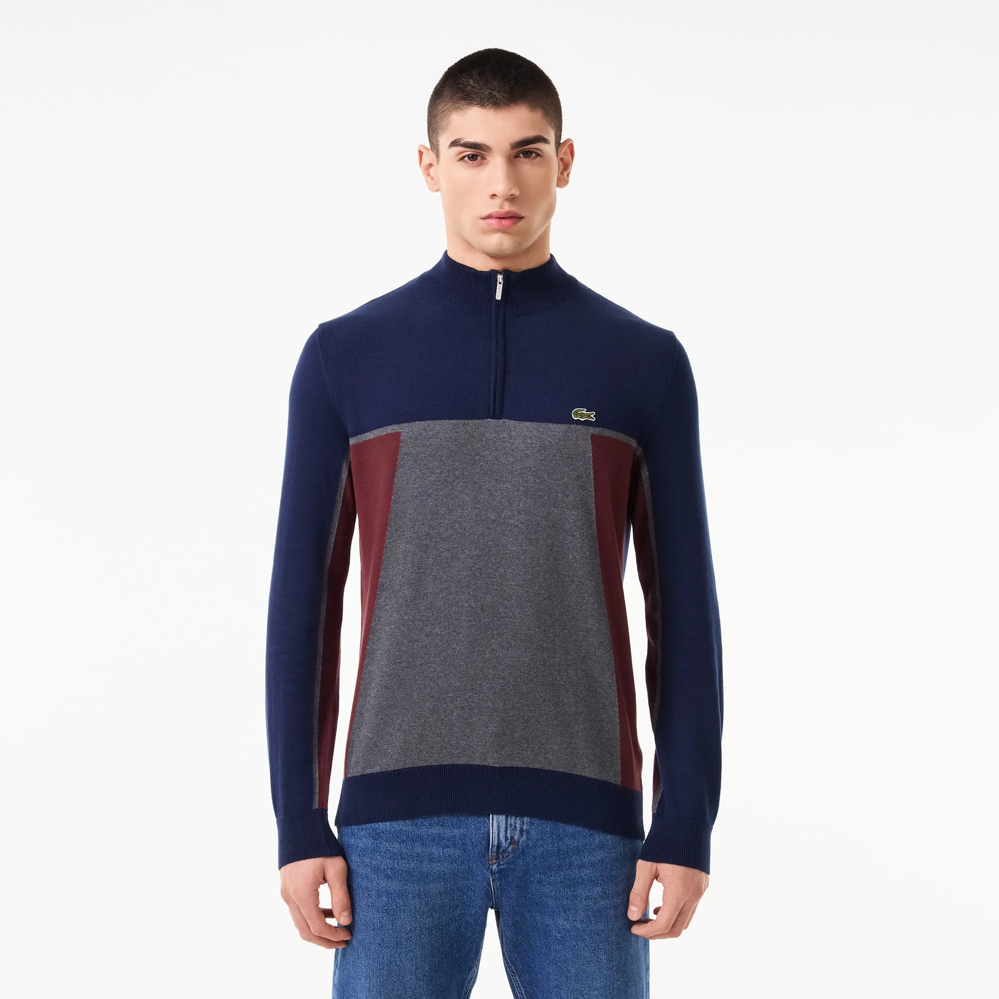 Мужской хлопковый свитер Lacoste на молнии, разноцветный, арт. ah2506