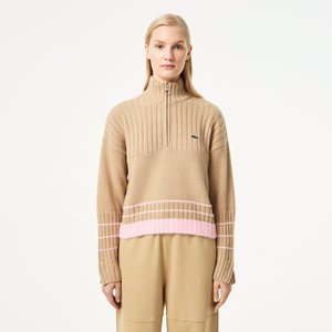 Женский короткий свитер Lacoste на молнии