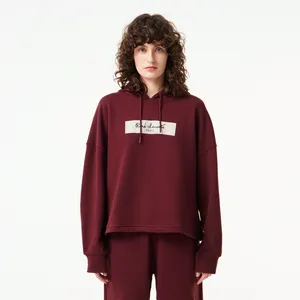 Женская хлопковая толстовка Lacoste с капюшоном, бордовый, арт. SF2507R