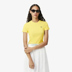 Женская футболка Lacoste Slim Fit из хлопка в рубчик, желтый, арт. TF5538