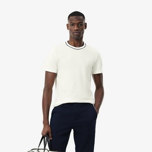 Мужская футболка Lacoste с воротником в полоску
