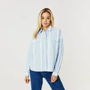 Женская рубашка Lacoste свободной посадки, голубой, арт. CF0308