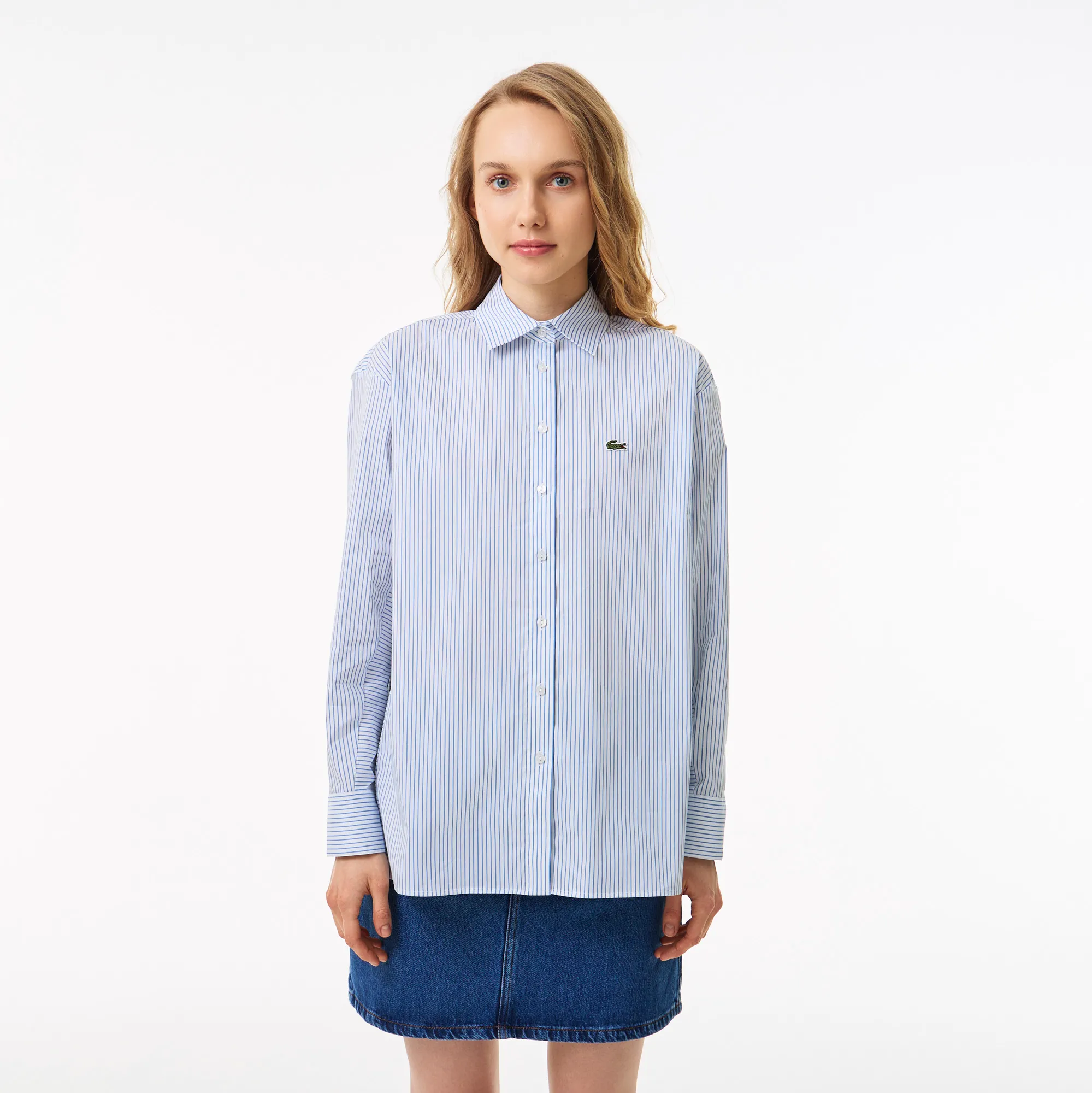 Женская рубашка Lacoste Oversized Fit, голубой, арт. cf0311