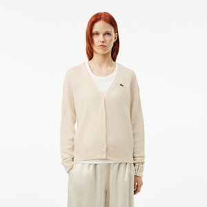 Женский шерстяной кардиган Lacoste с V-образным вырезом