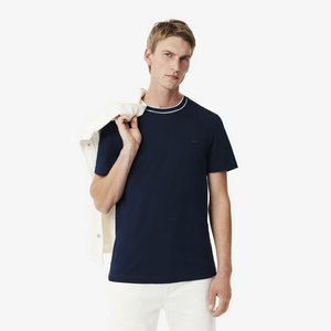 Мужская футболка Lacoste с воротником в полоску