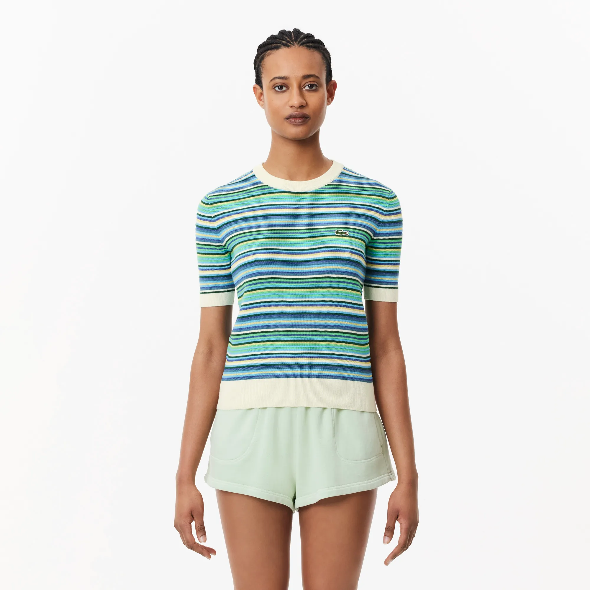 Женский свитер Lacoste с коротким рукавом, разноцветный, арт. af6991