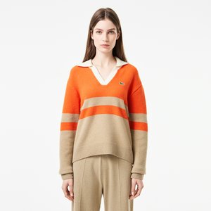 Женский шерстяной свитер Lacoste с V-образным вырезом