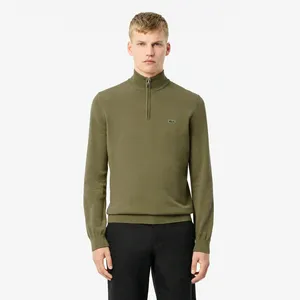 Мужской хлопковый свитер на молнии с высоким воротом, хаки, арт. AH1980