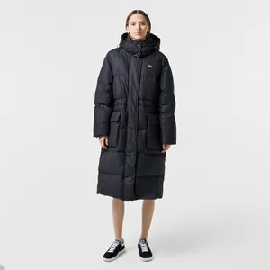 Женский длинный пуховик Lacoste Oversized с регулируемой талией, черный, арт. BF0741