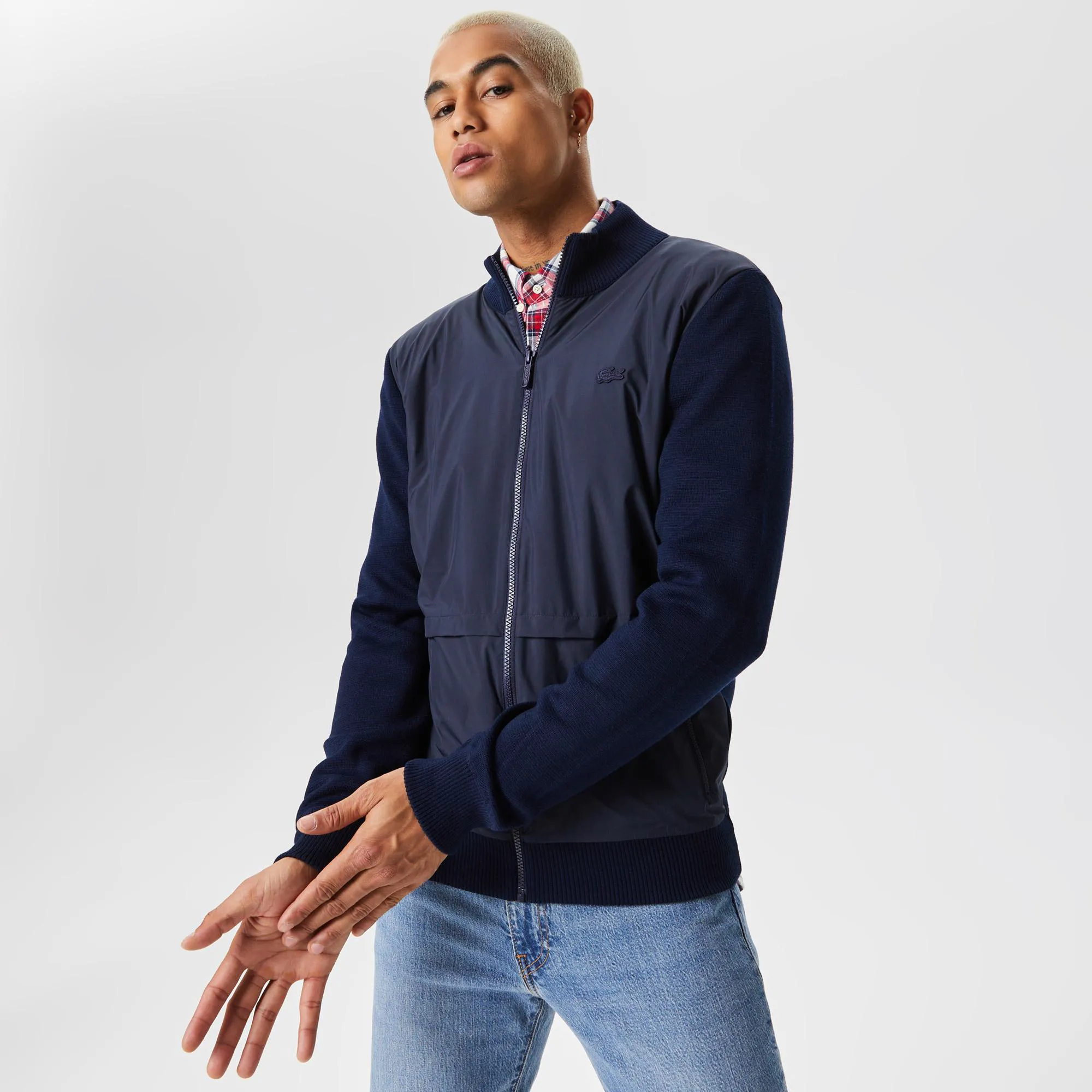 Мужской свитер Lacoste Regular Fit на молнии, синий, арт. ah2339