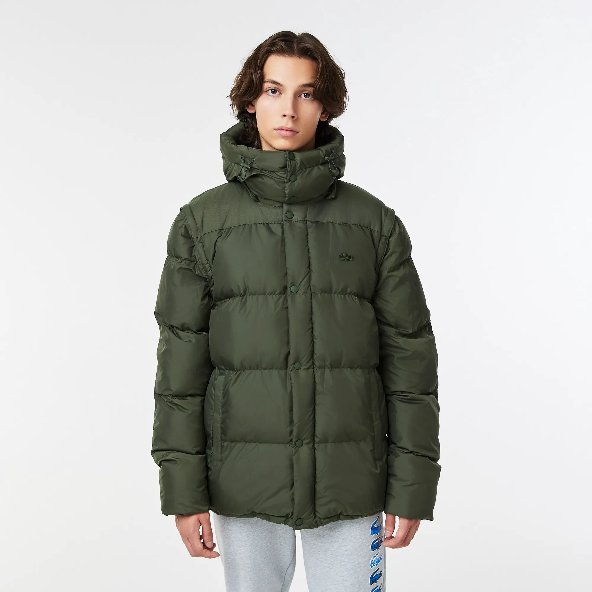 Мужская короткая куртка-пуховик Lacoste, хаки, арт. bh2419