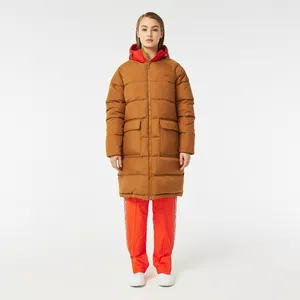 Женская стёганая куртка Lacoste с капюшоном, коричневый, арт. BF2429