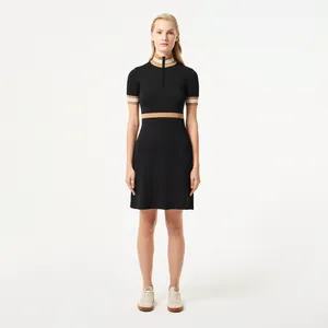 Женское платье Lacoste Slim Fit с высоким воротом на молнии, черный, арт. EF2404