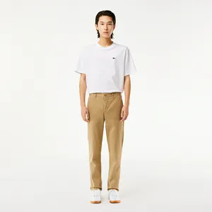 Мужские классические брюки-чинос Lacoste Slim Fit из хлопка, бежевый, арт. HH2661