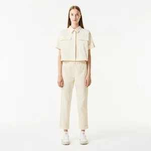 Женские брюки Lacoste Regular Fit с регулируемым поясом, белый, арт. HF0401